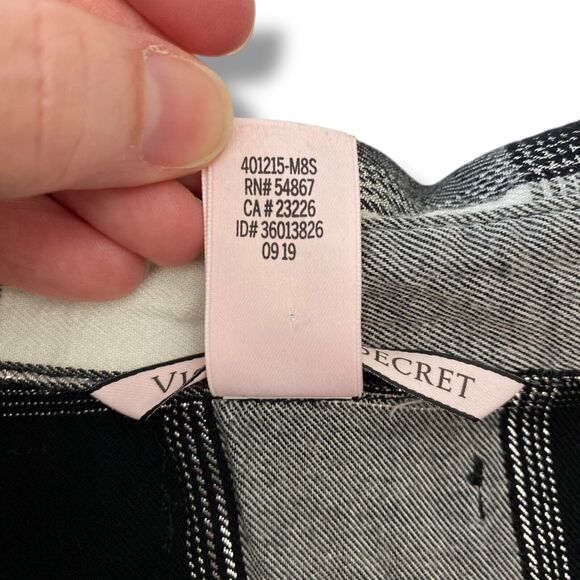 Victorias Secret Nightgown Sleep Shirt Pajamas Womens Large Black White Plaid - Picture 7 of 9